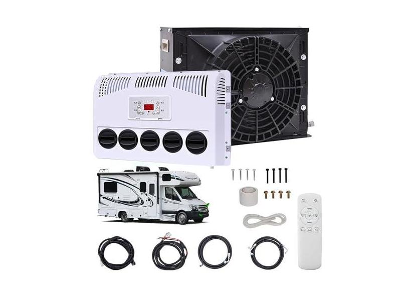 Ar Condicionado Split Rv 12v/24v (Volume De Ar De 450m³/H), 850w Kit De Ar Condicionado Split Para Estacionamento, Silencioso, Para Campistas,Rvs,24V-Black