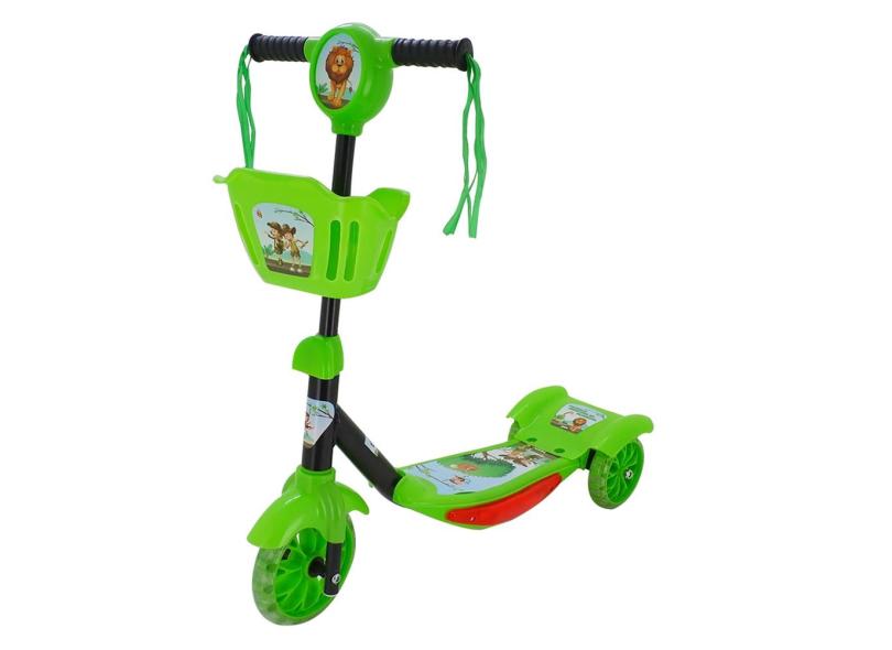 Patinete Infantil 3 Rodas Com Som E Luz Verde Para Crianças - Zippy