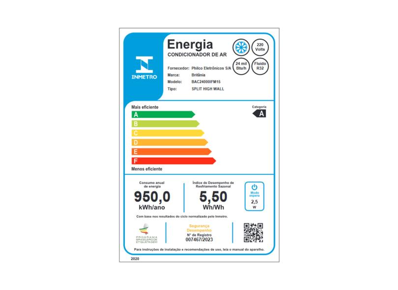 Ar-Condicionado Split Hi Wall Britânia Eco 24000 BTUs Frio Inverter BAC24000IFM15