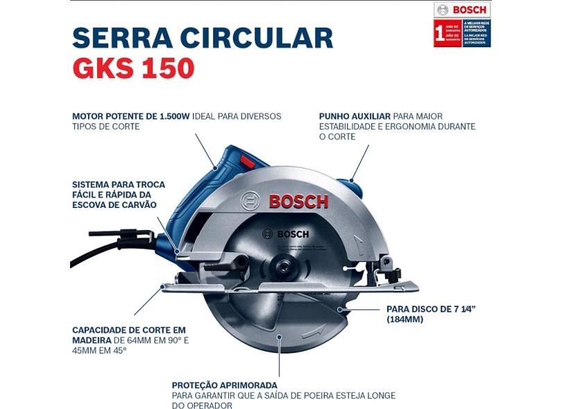Serra Circular GKS 150 STD 1500W 