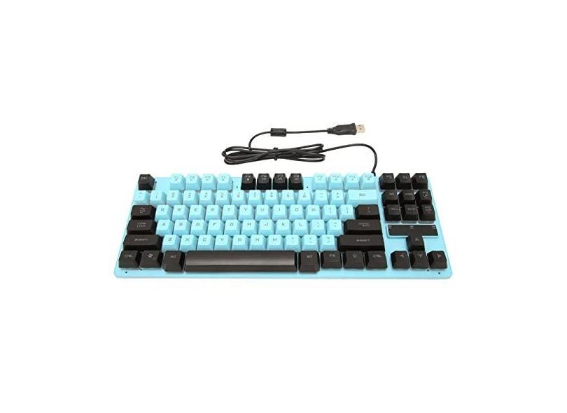 Teclado para Jogos Com Fio de 87 Teclas Com Design Retroiluminado Colorido Layout ômico para Desktop Laptop Acessórios para Computador K EItemSelectedListener (Azul Preto)