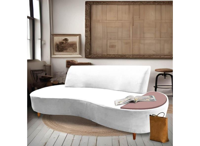 Sofá Curvo Living Premium 3 Lugares Corino Branco Com Apoio Lateral MDF ...