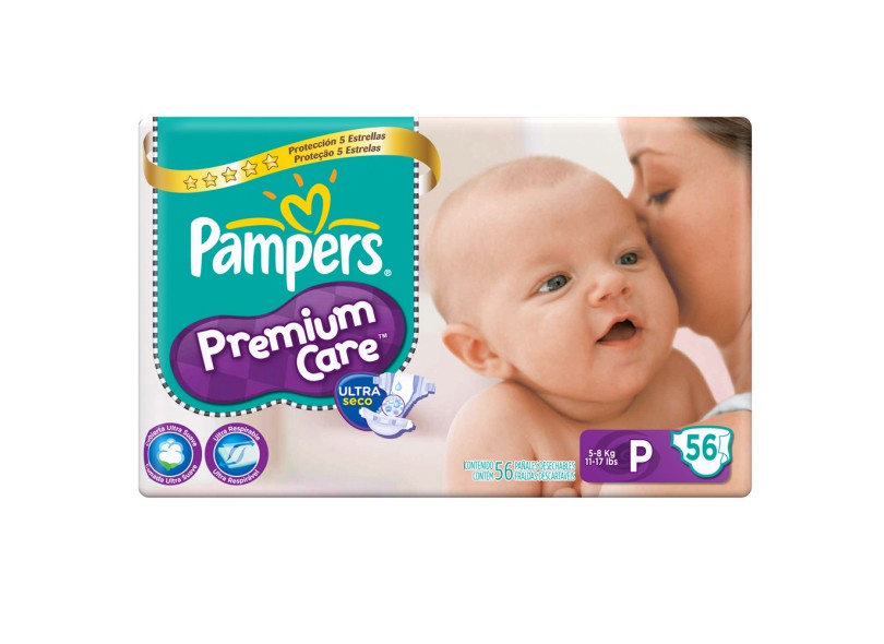 Fralda Pampers Premium Care Tamanho P Mega 56 Unidades