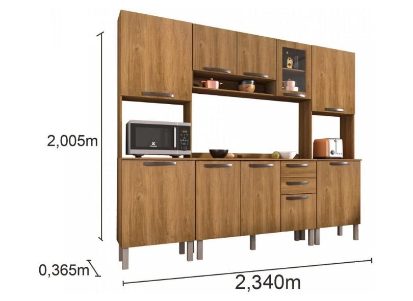 Cozinha Compacta 3 Gavetas 9 Portas para Micro-ondas / Forno Com vidro Valência Salleto