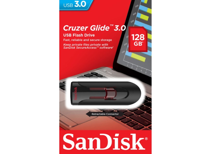 Pen Drive SanDisk Cruzer Glide 128 GB USB 3.0 SDCZ600-128G