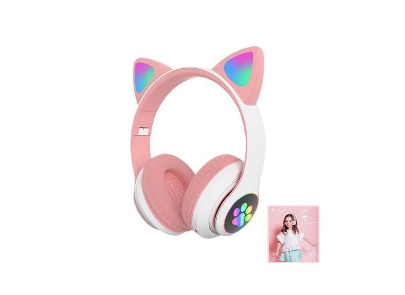 Fone Headset Gatinho Com Fio Orelha Led Para Criança Meninas - FSS Var