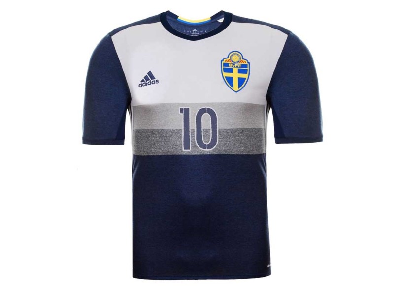 Camisa Torcedor Suécia II 2016 com Número Adidas