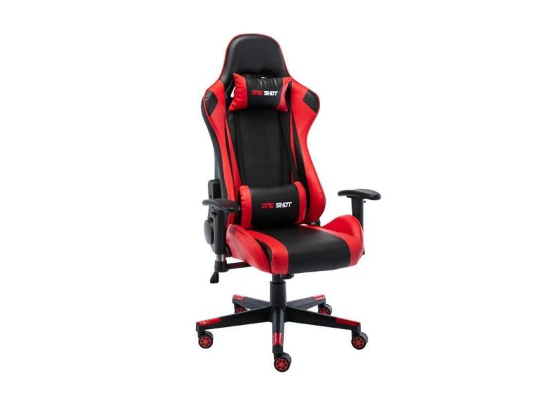 Cadeira Gamer One Shot Preto Vermelho Couro Fratini