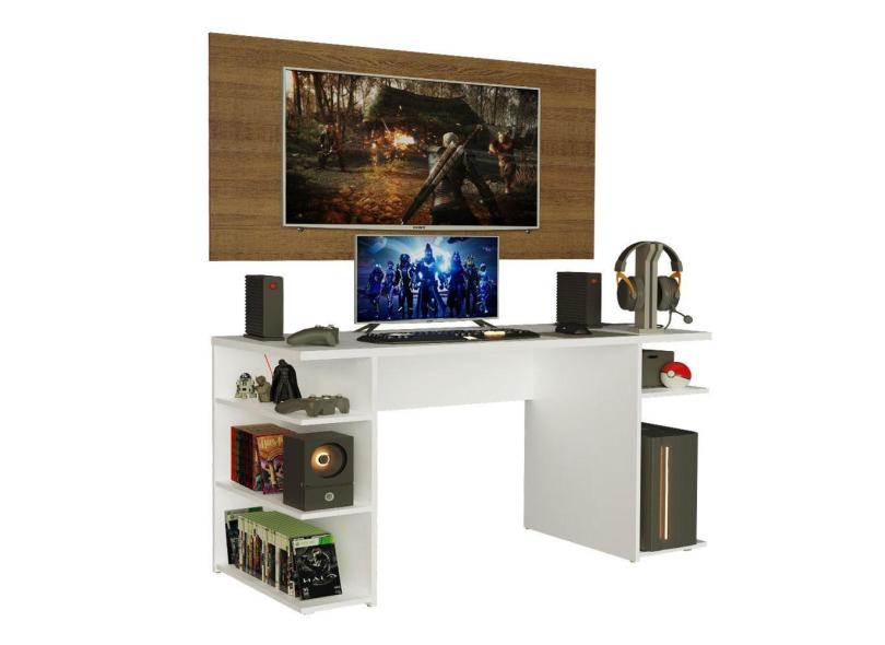 Mesa Gamer Branca e Painel para TV até 50 Polegadas Madesa