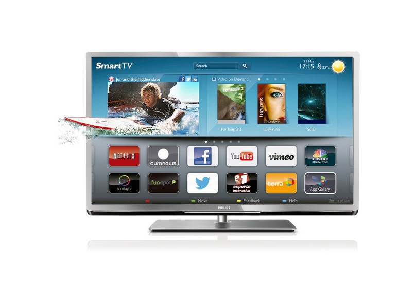 TV LED 55" Internet TV Philips Série 6000 3D Full HD 4 HDMI 55PFL6007G