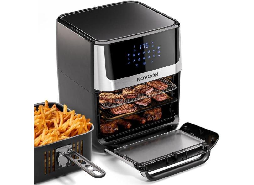 Fritadeira Elétrica Digital Novoon 12L 1700W 4 em 1 - Frita sem Óleo, Assa, Reaquece e Desidrata. Air Fryer 12 Litros Silenciosa