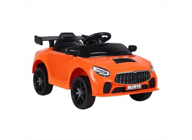 Mini Carro Elétrico Criança Laranja 12V Luz Led Marcha Ré