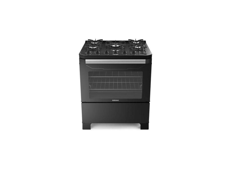 Fogão 5 Bocas Tripla Chama Mesa de Vidro Automático Bivolt Itamaster Itatiaia Preto