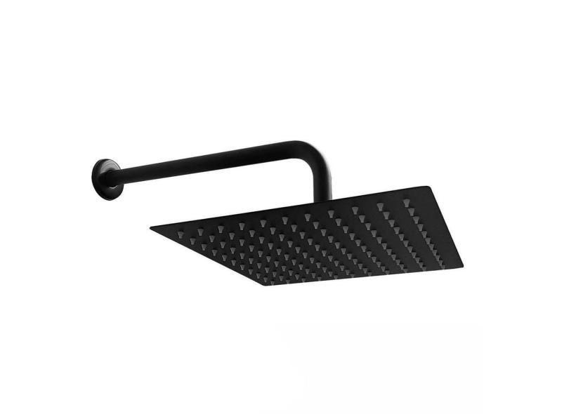 Ducha Chuveiro Inox Quadrado Slim 20X20 Preto Fosco Parede