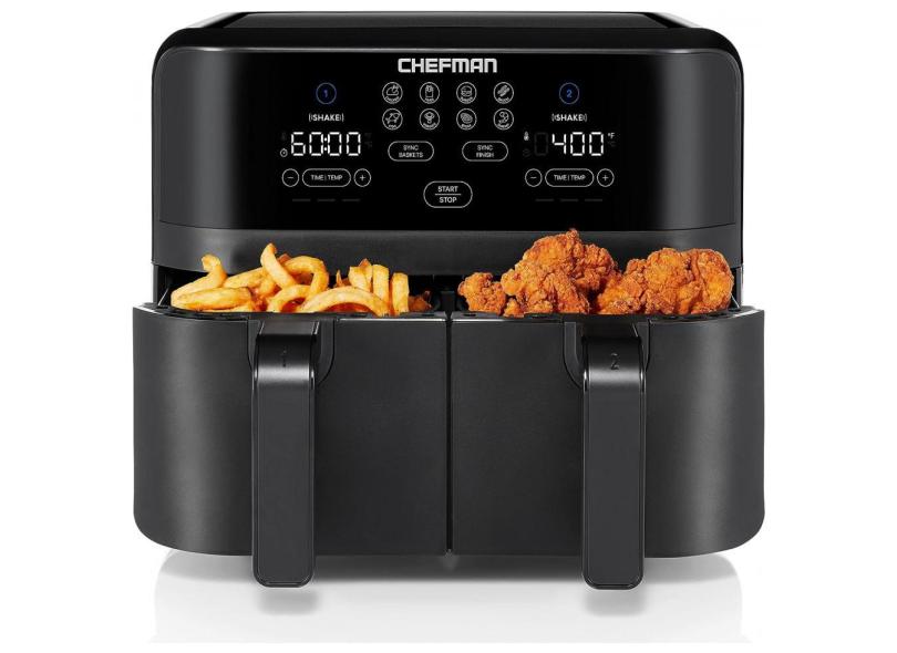 Fritadeira Eletrica Airfryer 9L Com Painel Digital E Cesto Duplo, 110V, Chefman, Preta