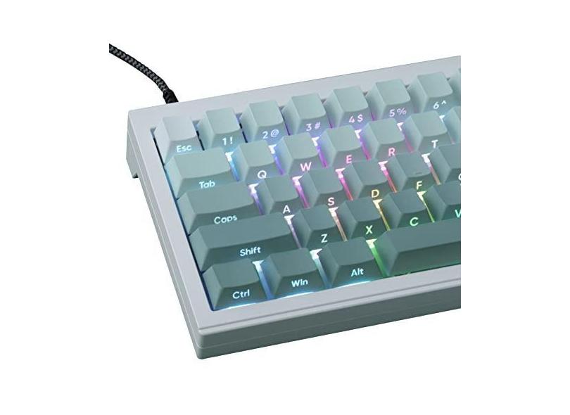 JOMKIZ Teclas PBT, 135 teclas de disparo duplo, conjunto de teclas transparentes com gravação lateral, perfil cereja, teclas retroiluminadas para teclado mecânico Cherry MX Switch ASIN/ISO Layout