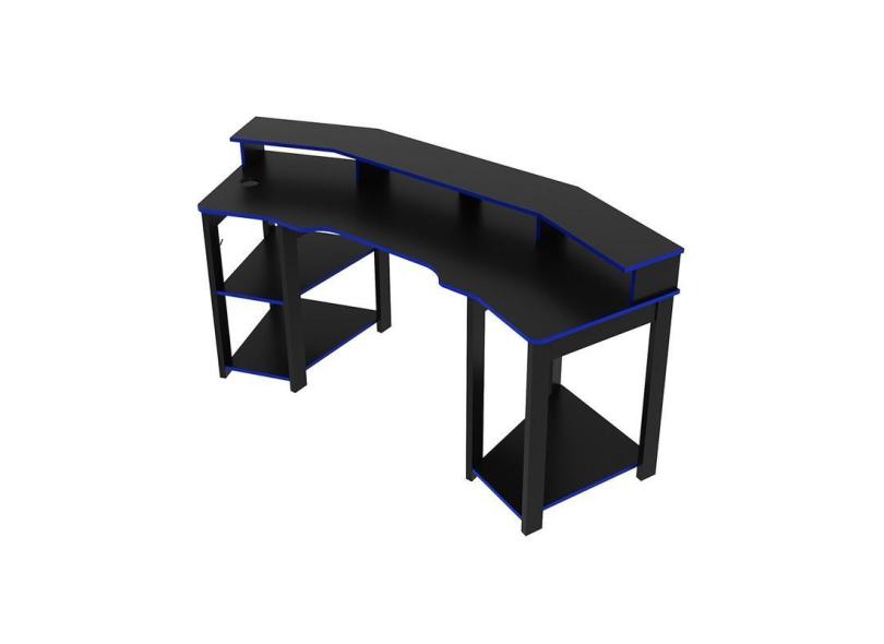 Mesa Gamer Para 2 Monitores 186,6x89,5x70 cm Preto/Azul