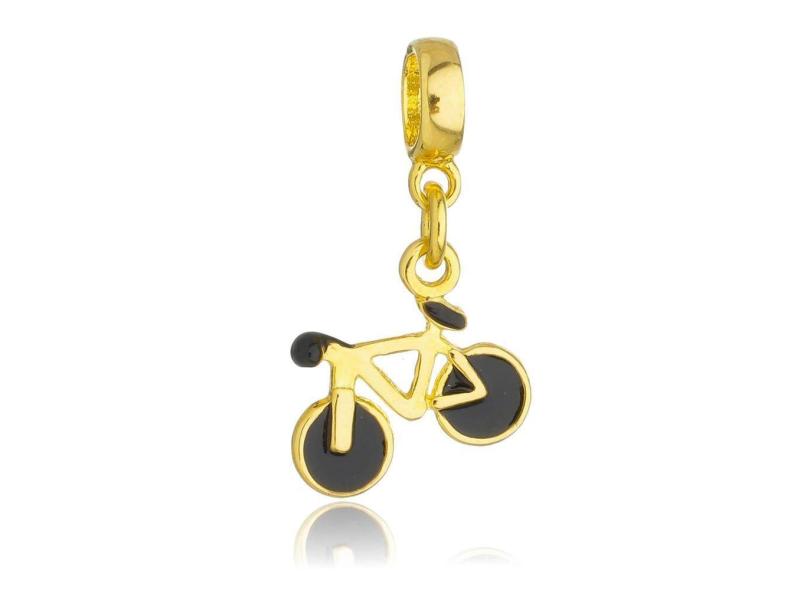 Pingente Berloque Bicicleta Ciclismo Pandora Banhado a Ouro 18k - Premium