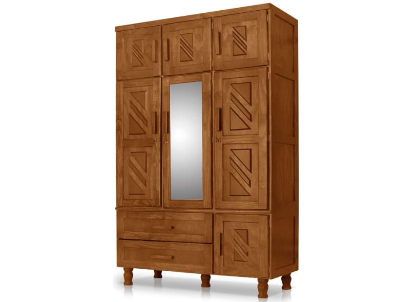 Guarda-Roupa Solteiro 7 portas 2 Gavetas com Espelho Chicago 103 Atraente Móveis