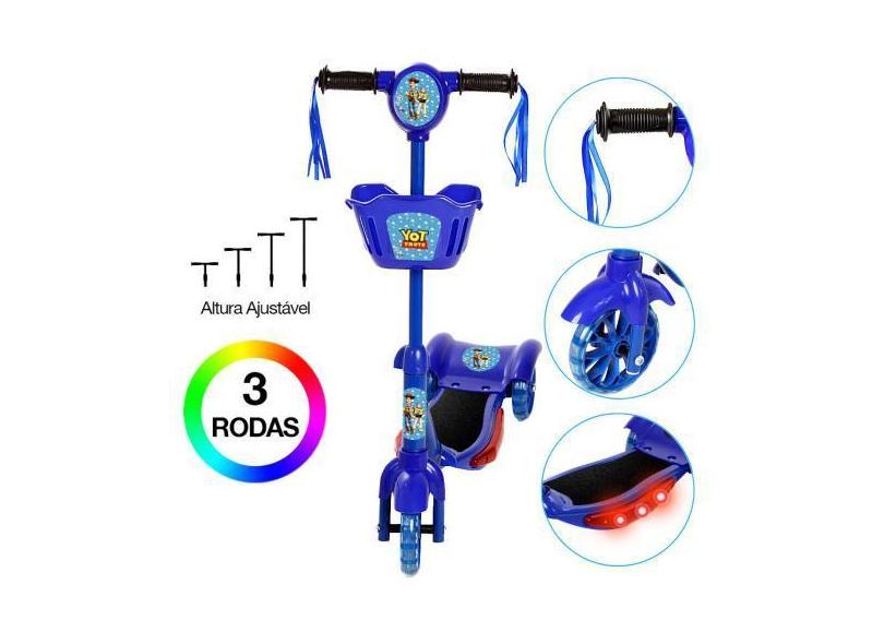 Patinete Infantil Toy Story 3 Rodas Com Led E Som Azul - Zein