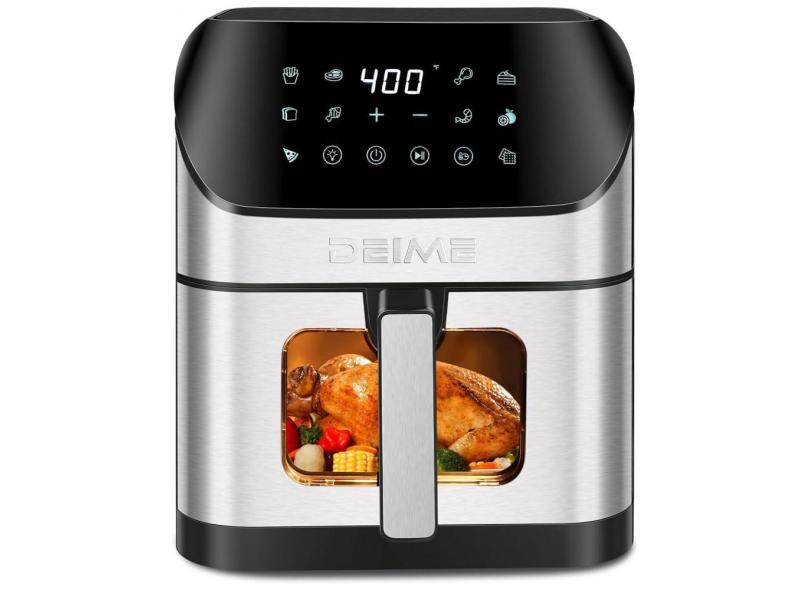 Fritadeira Eletrica Airfryer 6.2L Com Painel Digital E Cesto Antiaderente, 110V 1500W, Deime, Prata