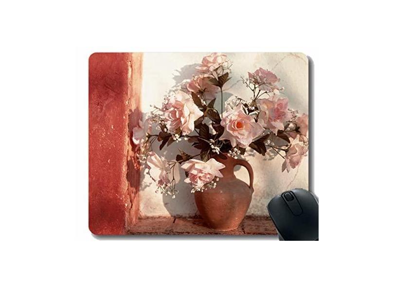 Mouse pad personalizado, mouse pad de parede com buquê de flores de rosas Gypsophila