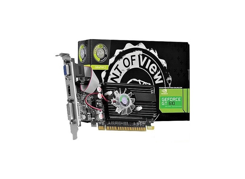 Placa de Video NVIDIA GeForce T 610 1 GB DDR3 64 Bits Point Of View VGA-610-C2-1024