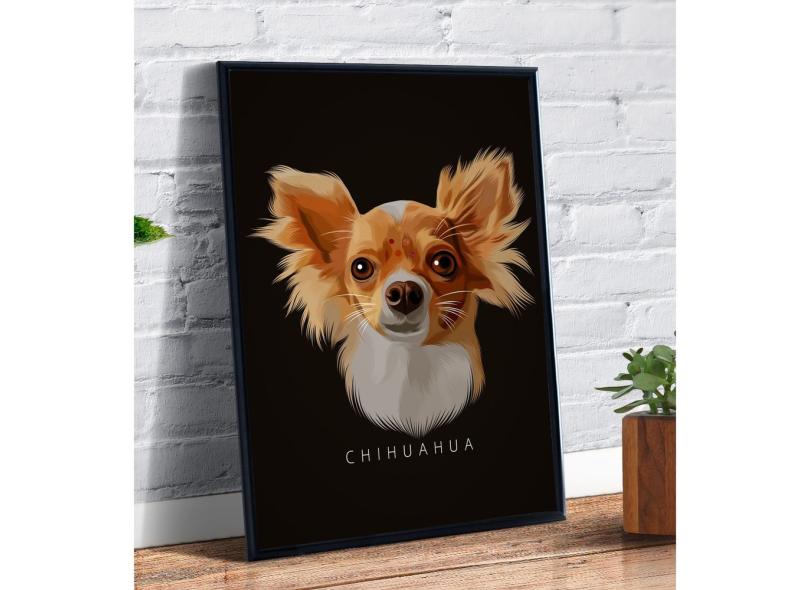 Quadro decorativo Poster Desenho Cachorro Chihuahua Arte com o