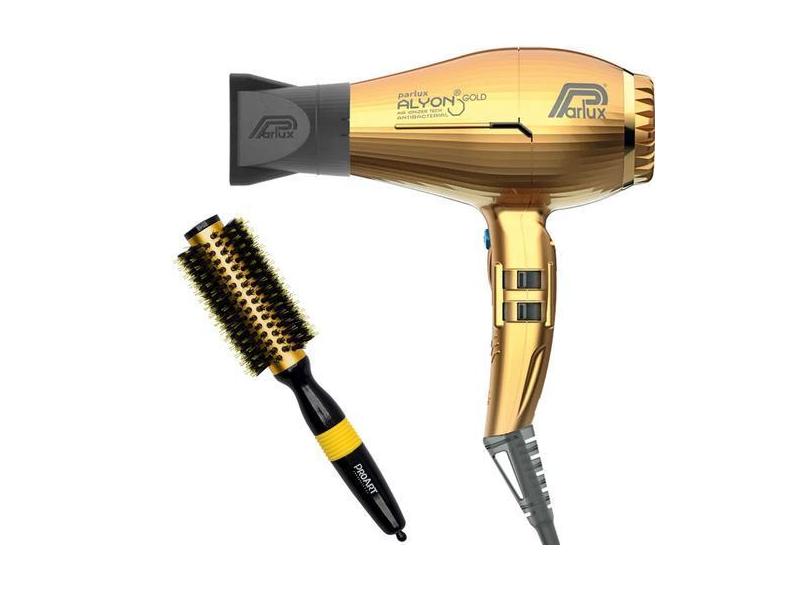 Kit - Secador Parlux Alyon Ion Gold 2100W 127V + Escova Proart Metalli