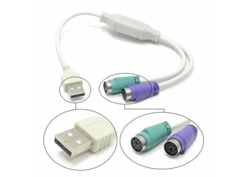 Cabo Adaptador Usb Macho Ps2 Fêmea Para Teclado E Mouse Antigo