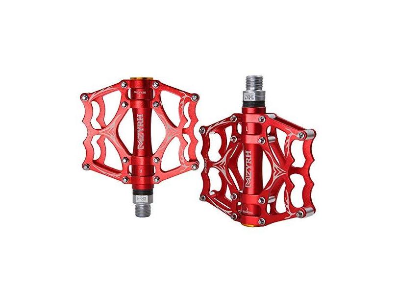 Pedais de bicicleta MTB, pedal de bicicleta de alumínio ultraleve de 9/16" selado para ciclismo selado, 3 pedais de rolamento para bicicleta de estrada, mountain bike, BMX, MTB, E-Bike, ciclismo (vermelho)
