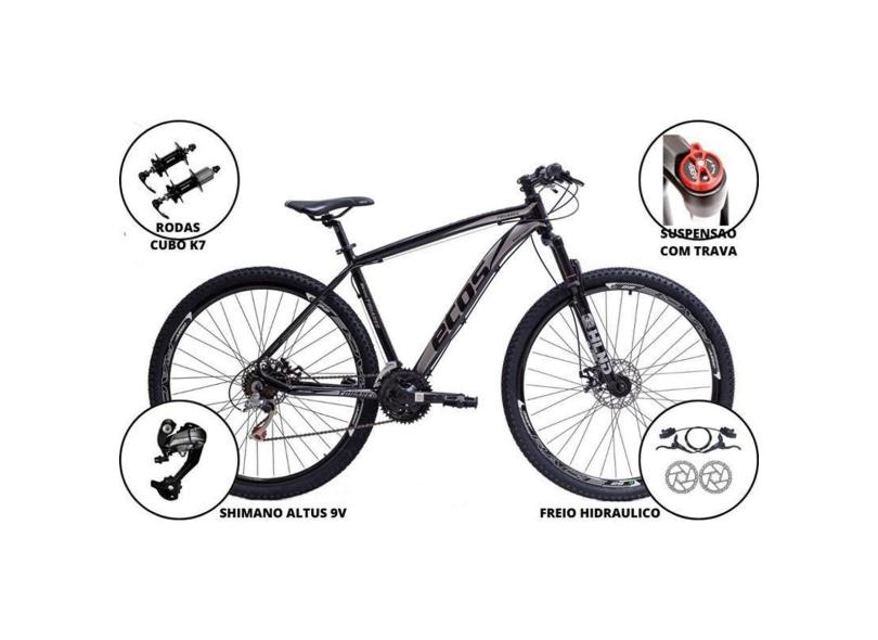 Bicicleta Aro 29 Mtb Ecos Aluminio 27 Marchas Cambio Shimano Altus Suspensao Com Trava Freios A Disc-Unissex