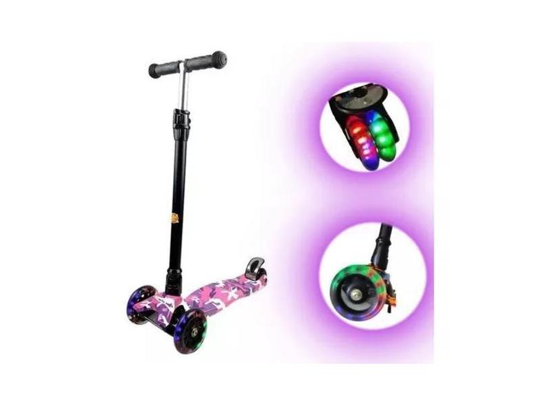 Patinete Infantil Menina Luzes De Led Rolamento Abec 7 - DM TOYS