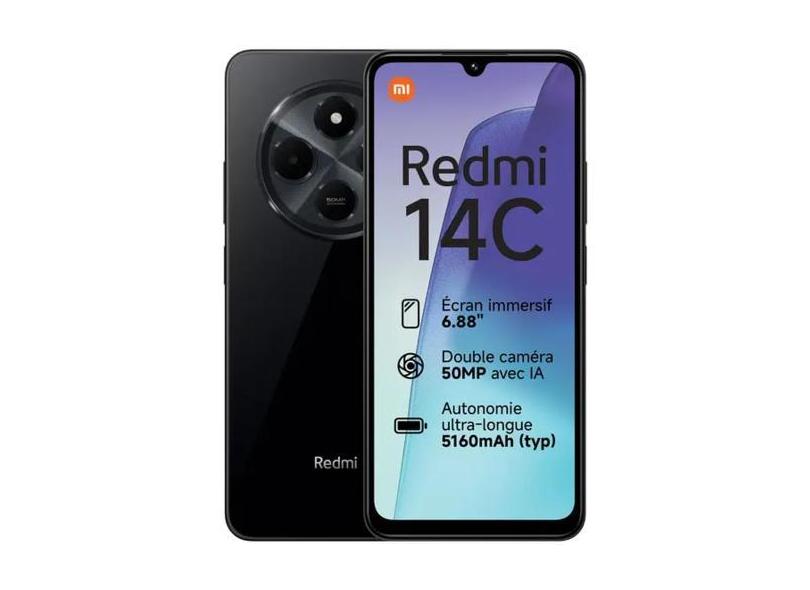 Smartphone xiaomi 14C 256GB/4GB RAM - Dual Sim 6.88" Polegadas  -preto