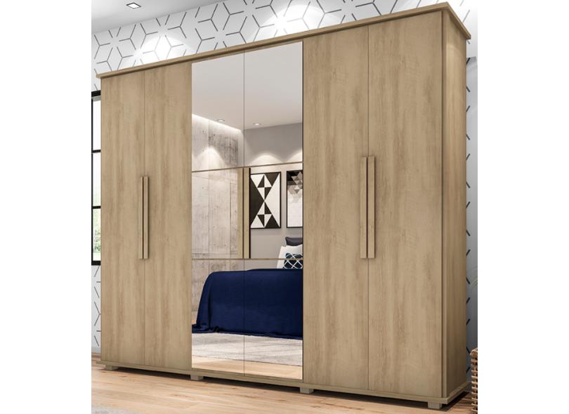 Guarda-Roupa Casal 6 Portas 5 Gavetas com Espelho Estrela 2E RV Móveis