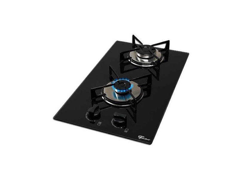 Cooktop A Gás Fischer 2 Bocas Loft Com Supervisor De Chama Mesa Vidro