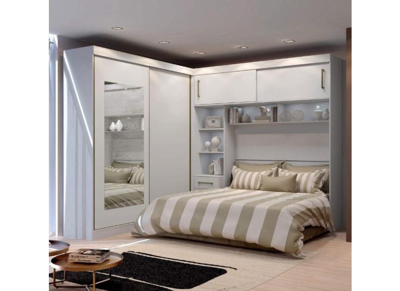 Guarda-Roupa Casal 4 Portas 3 Gavetas com Espelho Florença Siena Móveis