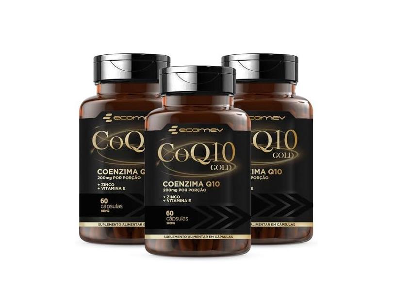 3Un CoQ10 Gold 200Mg De Coenzima Q10 Pura + Vitamina E + Zinco 60 Cáps - Ecomev