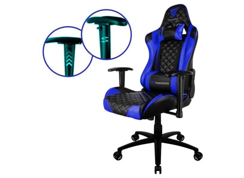 Cadeira Gamer Base De Metal Giratória Com Rodinhas Cor Azul