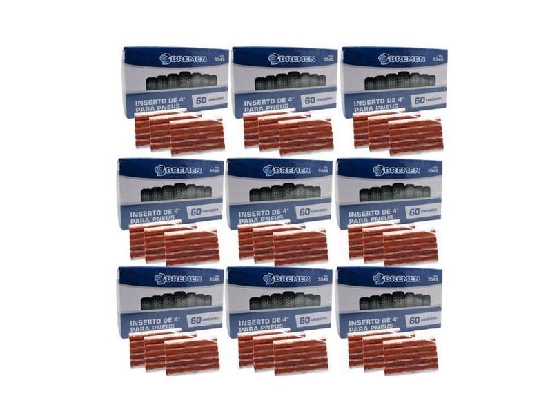 Kit Refil Remendo com 9 Caixas Para Pneu Sem Câmara Macarrão 540 Unida