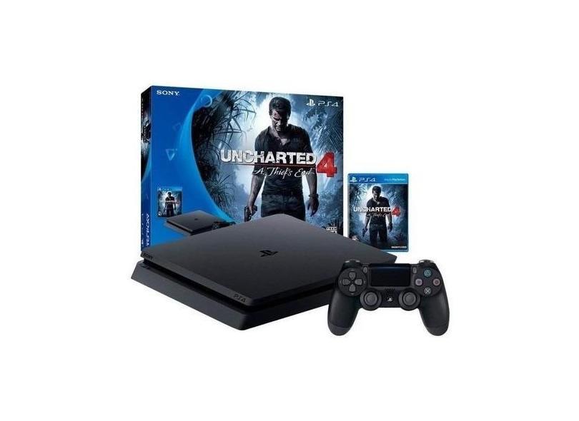Sony Playstation 4 Slim 500gb Uncharted 4: A Thief's End Bundle Cor  Preto Onyx PlayStation 4