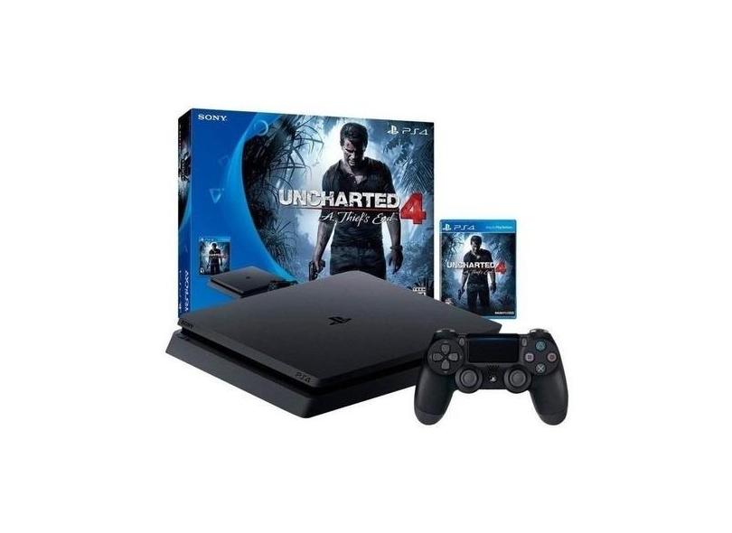 Sony PlayStation 4 Slim 500GB Uncharted 4: A Thief's End Bundle cor preto  onyx