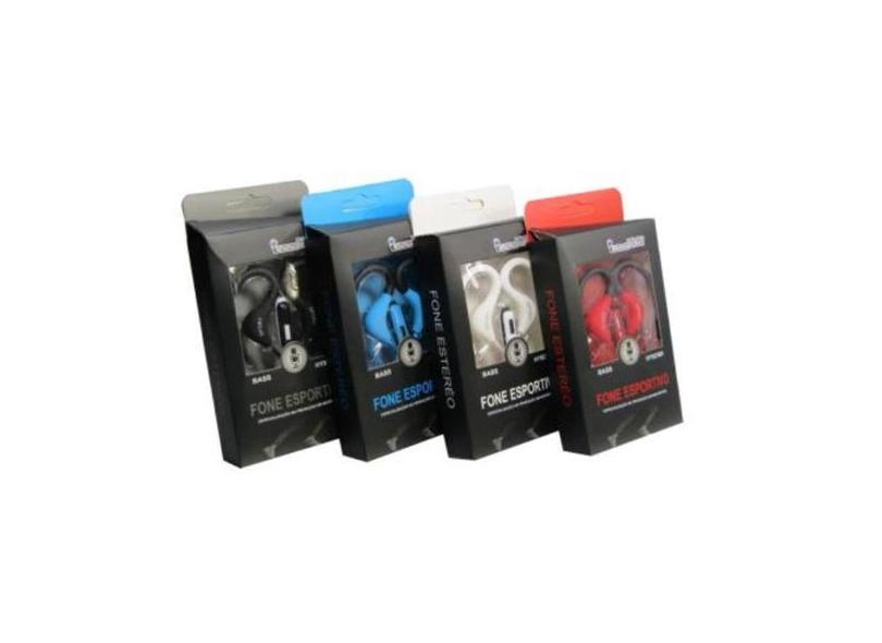 Fone Esportivo Com Microfone Estéreo Vermelho e Preto Marca Inter Pont