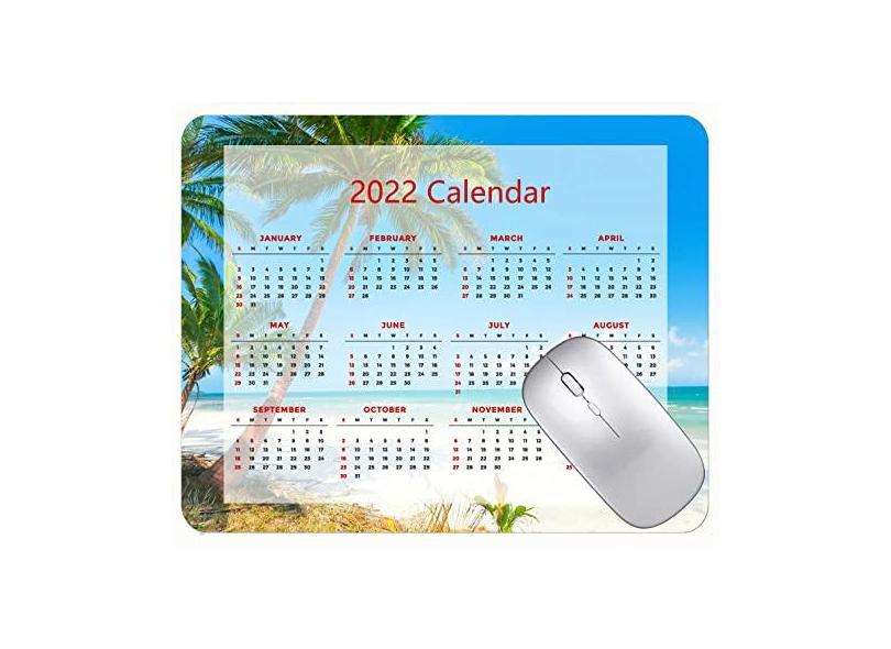 Mouse pad 2022 calendário com feriados, palmeiras de verão, praia, palmeiras