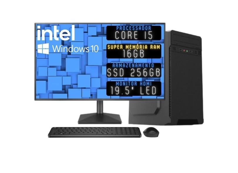 Computador Completo 3green Desktop Intel Core i5 16GB Monitor 19.5&quot; HDMI SSD 256GB Windows 10 3D-088