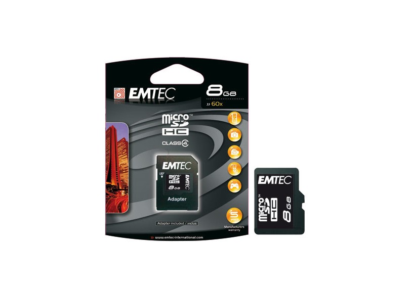 Cartão de Memória Micro SDHC Emtec 8 GB ECMSDM8GHC4