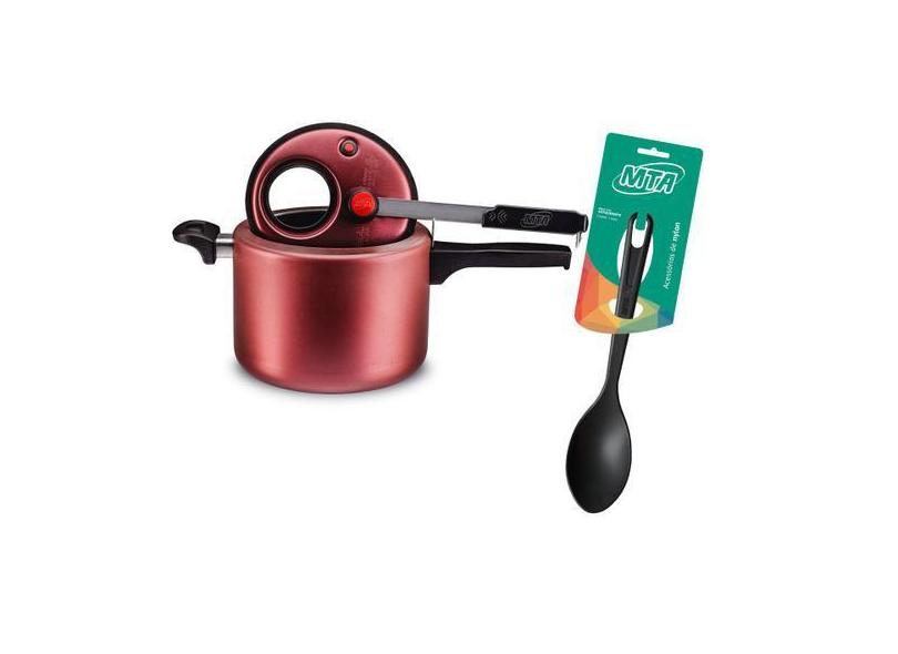 Panela De Pressão Com Visor De Vidro - 4,5 Litros Teflon Antiaderente