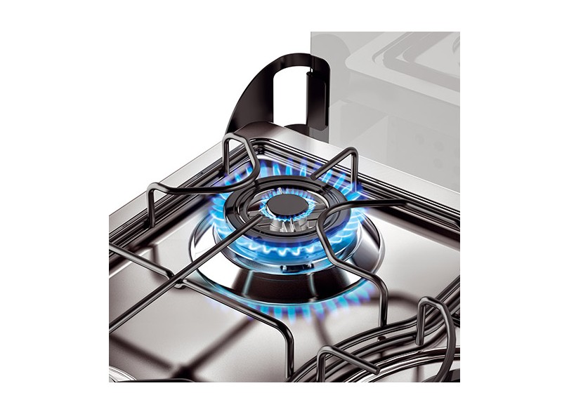 Fogão de Piso Mueller 5 Bocas Acendimento Automático Acabamento Inox Decorato