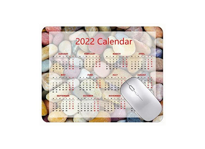 Mouse pad colorido para jogos com pedras coloridas 2022 com calendário 2022