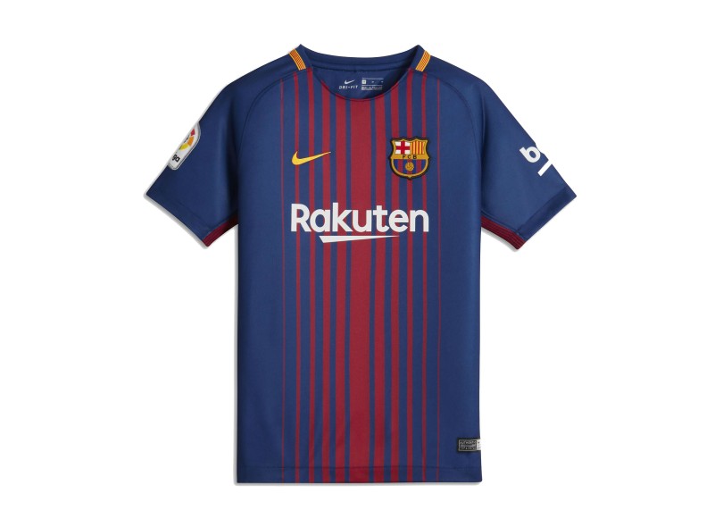 Camisa Torcedor Infantil Barcelona I 2017/18 sem Número Nike